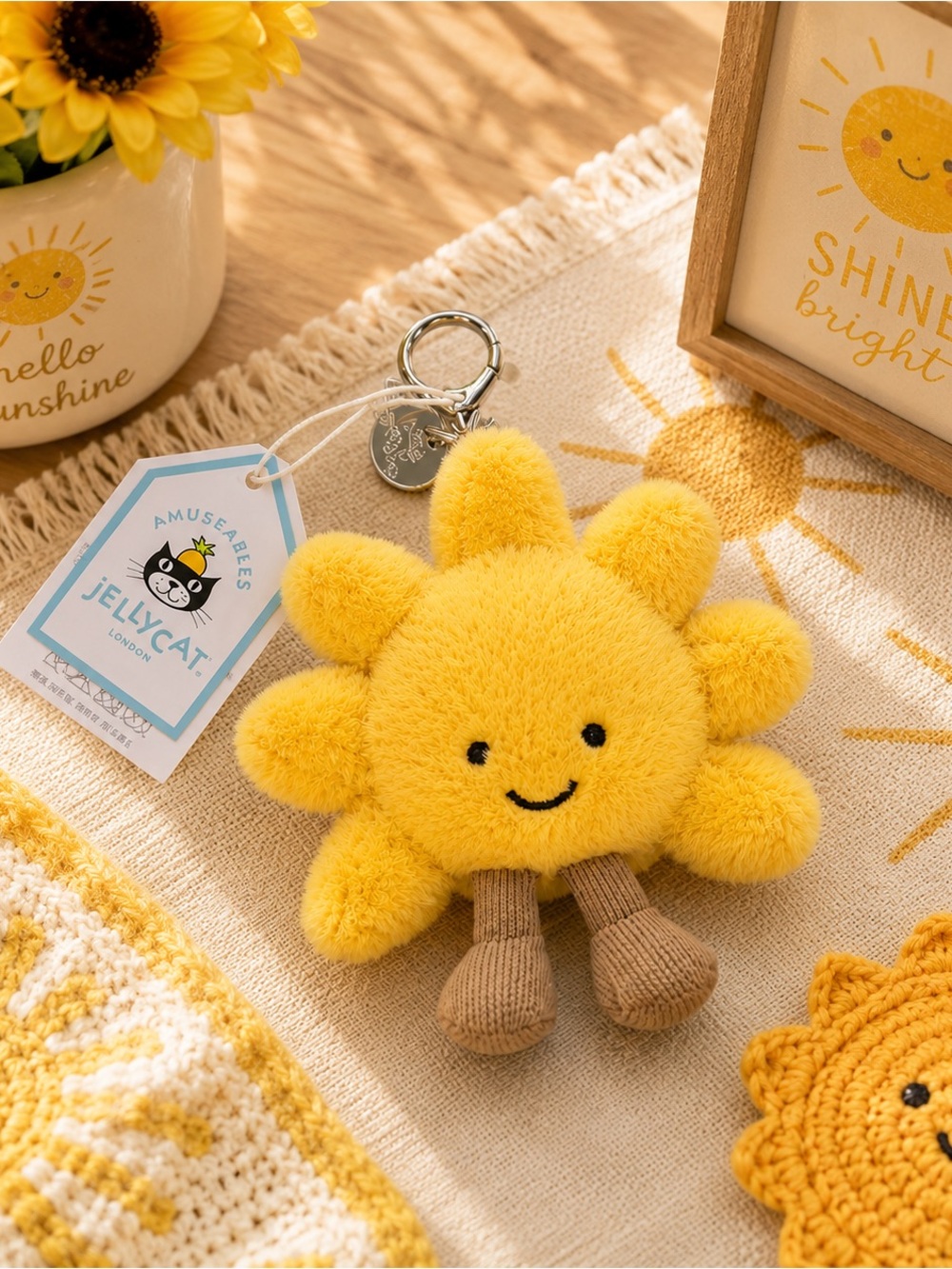 Jellycat Amuseables Sun bag charm keychain NWT